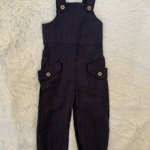Zara Kids Dark Overalls with Button Accents